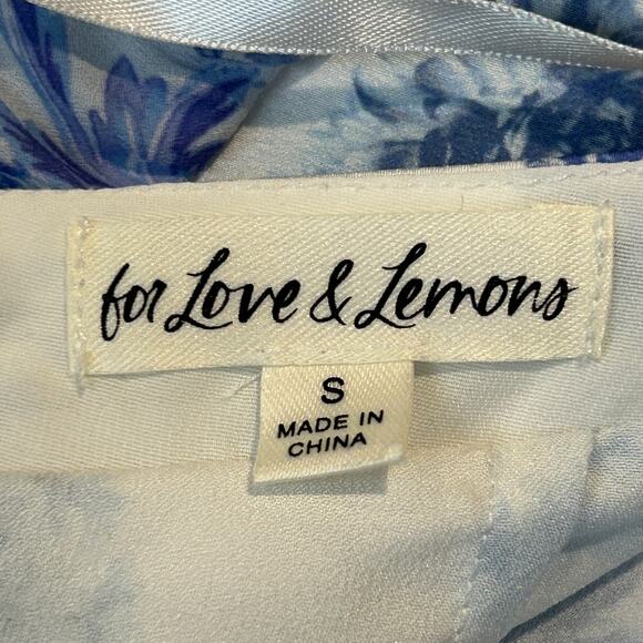 For Love & Lemons Maxi Dress Rosalyn White Blue Floral lace NWOT Size Small - Picture 7 of 9